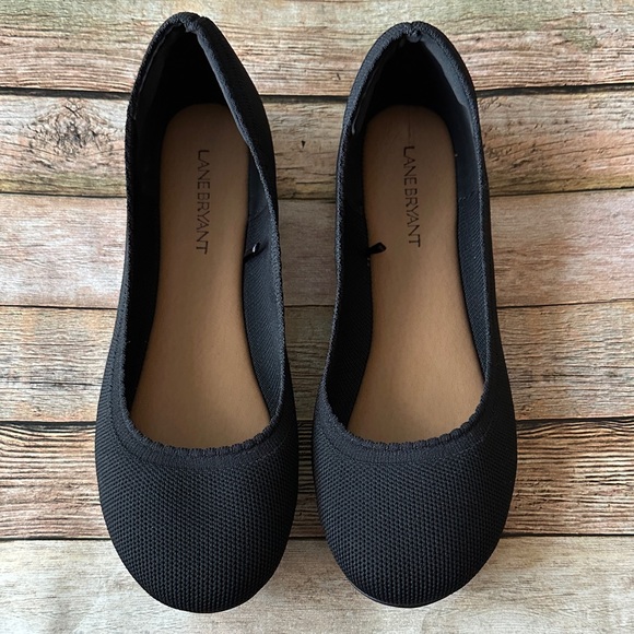 New Lane Bryant Stretch Ballet Flats Size 10W Black - Picture 1 of 4